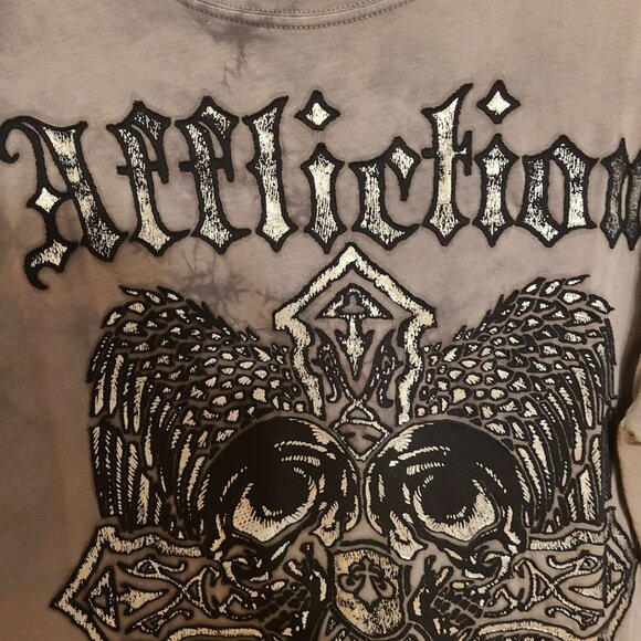 Vintage Thrashed affliction T-shirt jealous souls cut series L Embossed Y2K - Picture 3 of 7